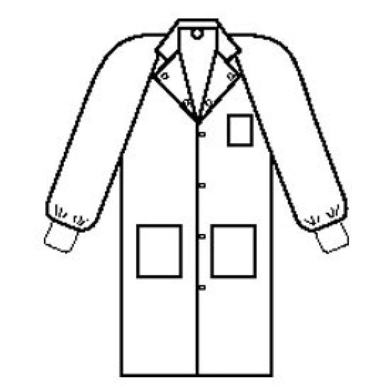 HALYARD 10043 Kimberly-Clark Universal Precautions Lab Coat X-Large White Traditional Collar & Cuffs 6 Snap 25/cs