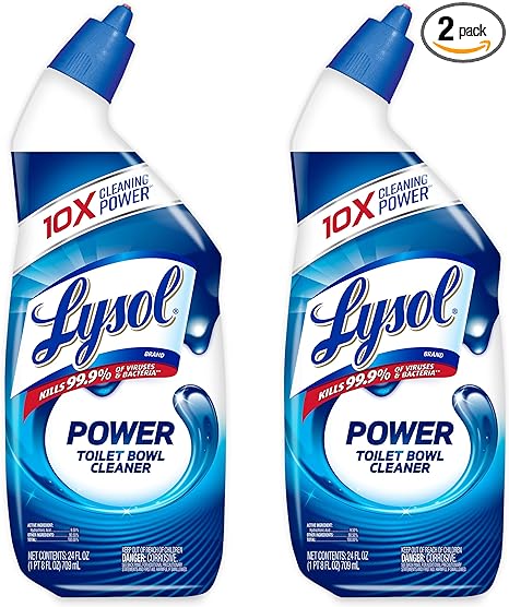 Lysol Power Toilet Bowl Cleaner Gel, For Cleaning and Disinfecting, Stain Removal, 24 Fl oz (2-pack)