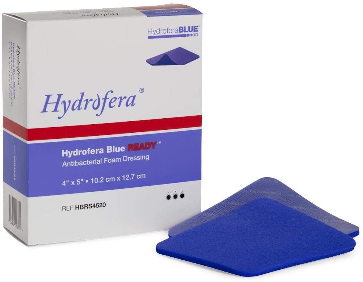 * Hydrofera HBRS4520 Blue  Antibacterial Foam Dressing - Box of 10