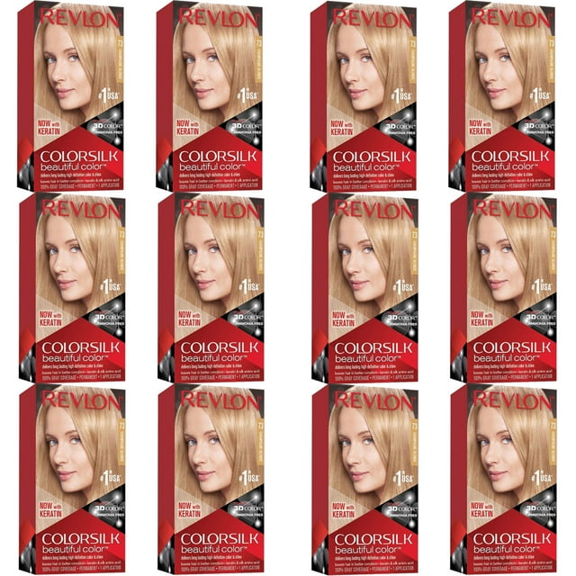 Pack of (12) Revlon ColorSilk Beautiful Color #73 Champagne Blonde 1 Application Hair Color for Unisex | Hair Dye Bundle