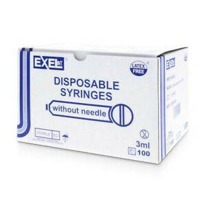 EXEL Medical 26200 - 3cc Syringe only, Luer Lock with Cap 100/bx