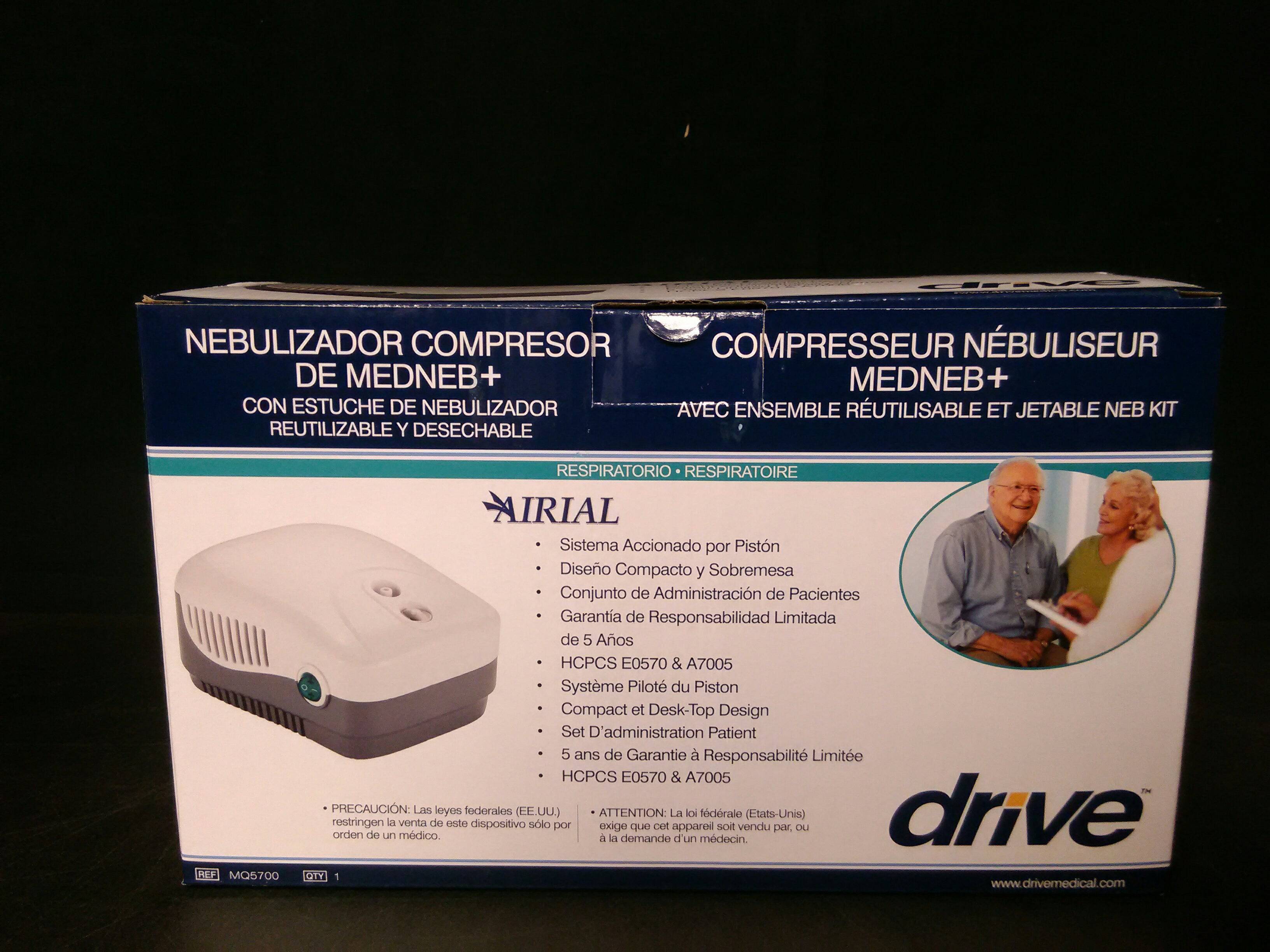 DRIVE MEDICAL MQ5700 NEBULIZER, COMPRESSOR MEDNEB+ W/DISP & RUSBL NEB KIT