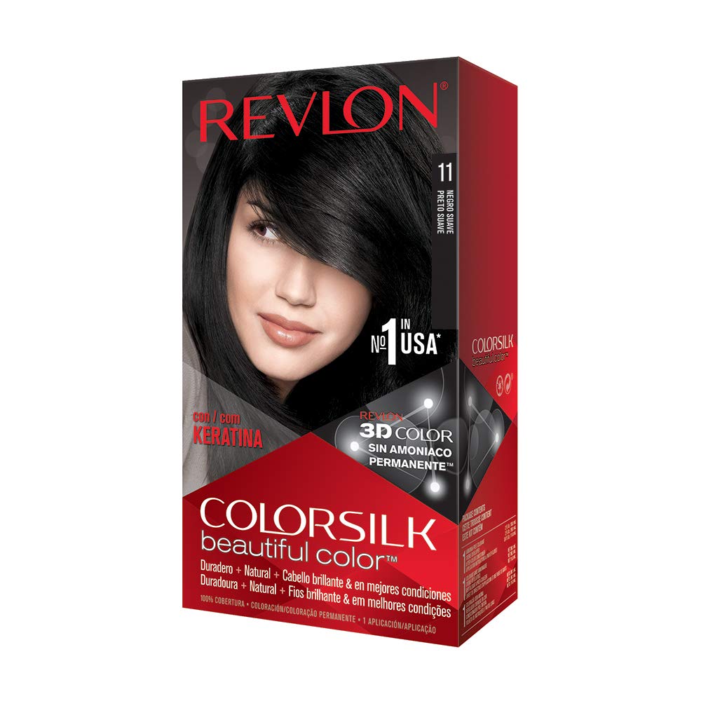 Revlon REV-95117 Permanent Hair Color, Permanent Hair Dye, Colorsilk with 100% Gray Coverage, Ammonia-Free, Keratin and Amino Acids, #11 Soft Black