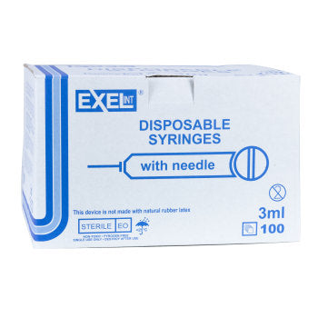 Exel 26108 Syringe with Needle 3cc 20G x 1 (Box of 100)