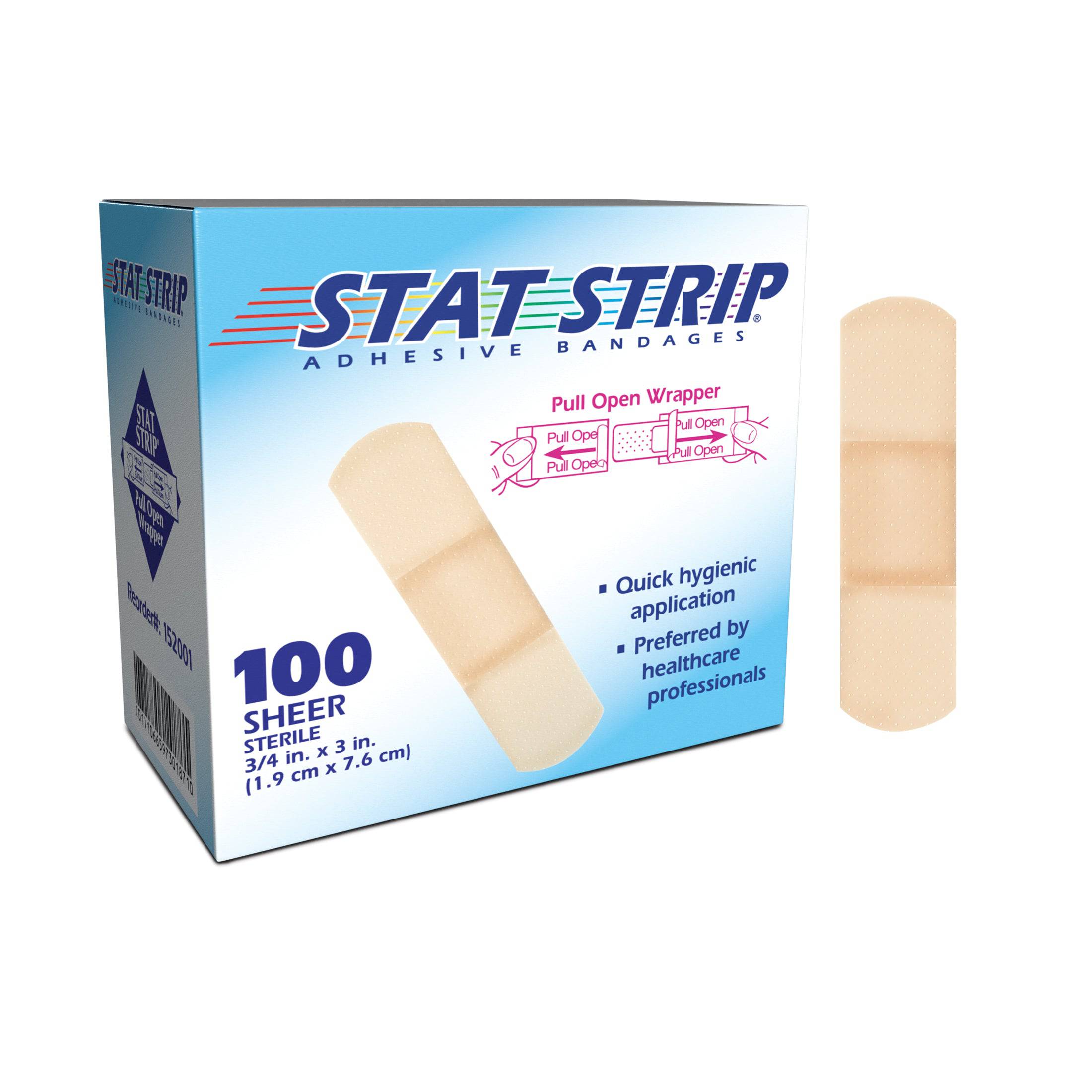 Dukal 15210 Adhesive Strip American White Cross Stat Strip 3/4 X 3 Inch Fabric Rectangle Tan Sterile (Box of 100)