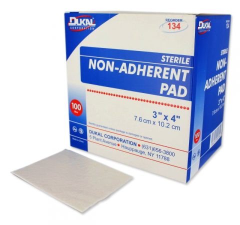 Dukal 134 Non-Adherent Dressing 3 x 4 Inch Sterile Rectangle (Box of 100)