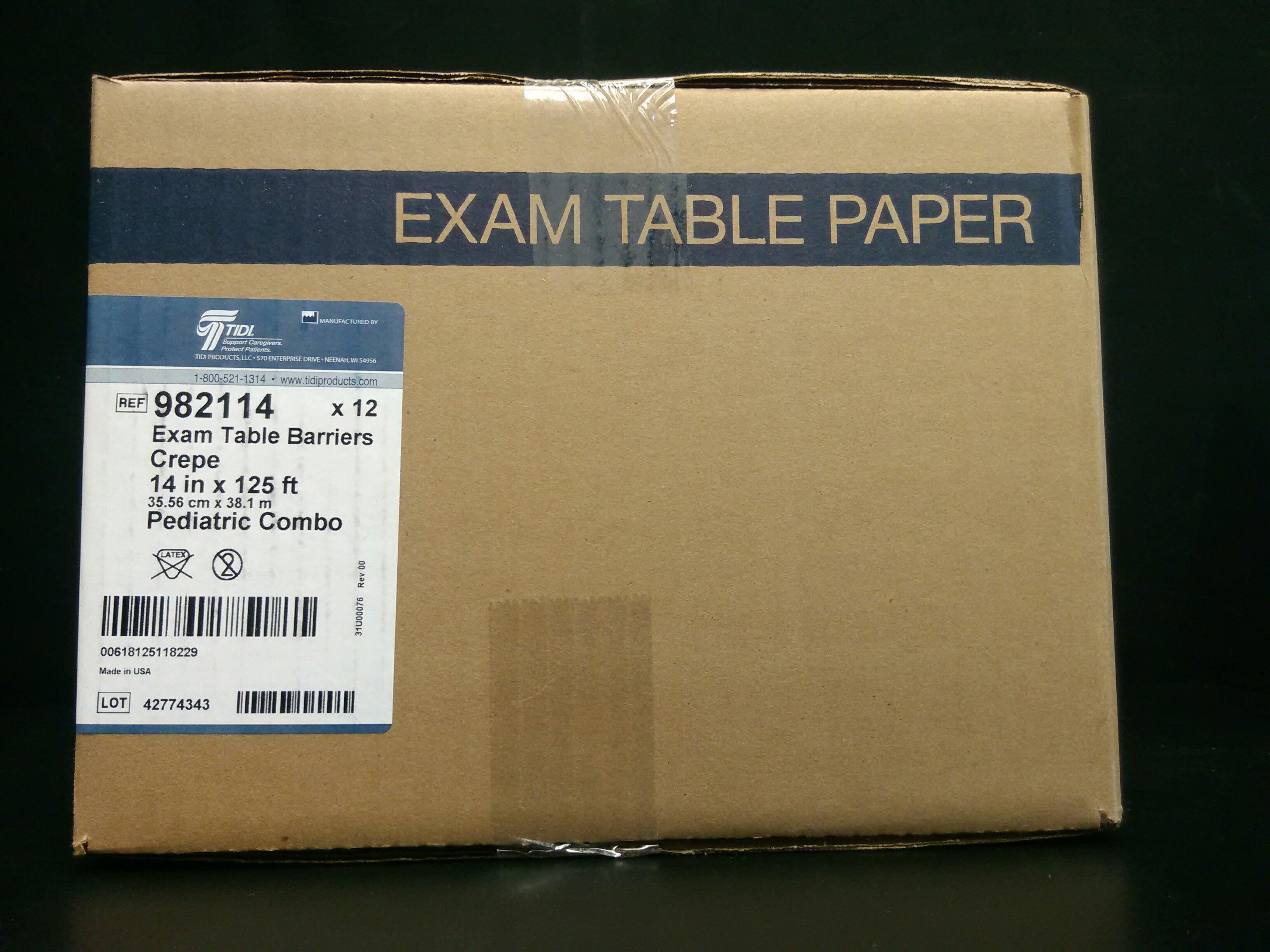 TIDI 982114 PAPER TABLE PRINT PEDIATRIC COMBO 14X125