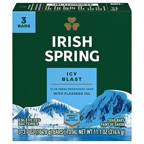 Irish Spring Icy Blast Deodorant Bar Soap 3.75 oz (Pack of 3)