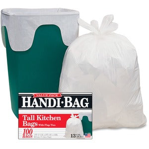 WEBSTER HAB6FK100 HANDI BAG Super Value Pack, 13 Gallon,0.6 Milliliters, 1 FT x 11 in, White (Box of 100)