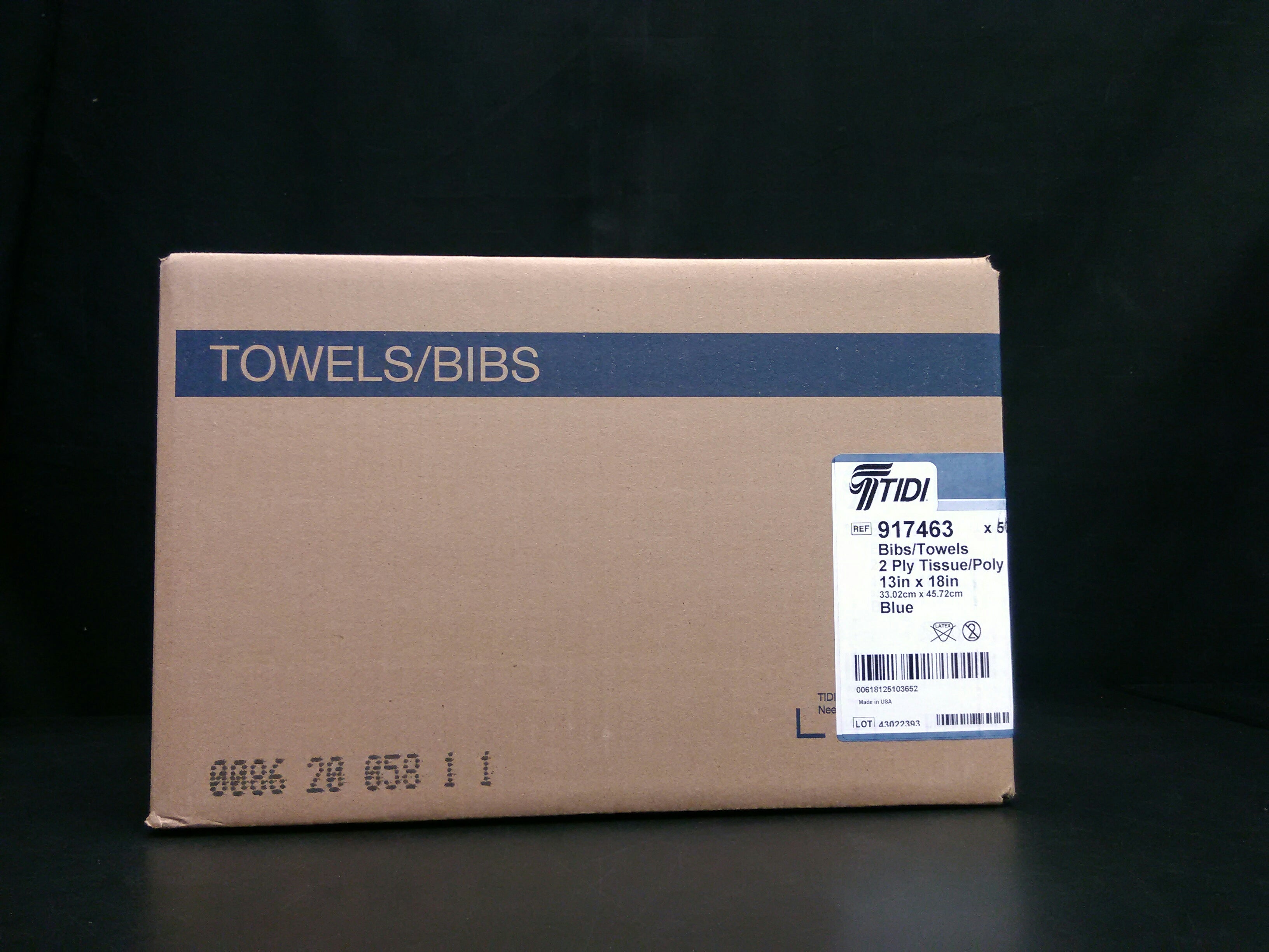 TIDI 917463 2ply tissue, poly bid Blue 13'x 18'