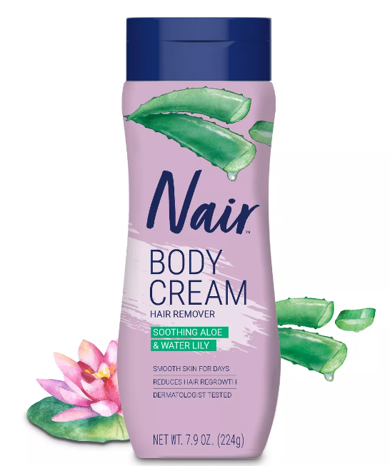 Nair Hair Removal Body Cream With Aloe and Water Lily Leg and Body Hair Remover 9 Oz Bottle