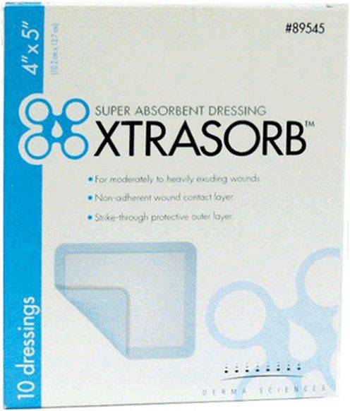 Xtrasorb 89545 Super Absorbent Classic Dressing, 4X5, 10/bx