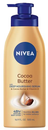 NIVEA Cocoa Butter Body Lotion with Deep Nourishing Serum, 16.9 Fl Oz Pump Bottle