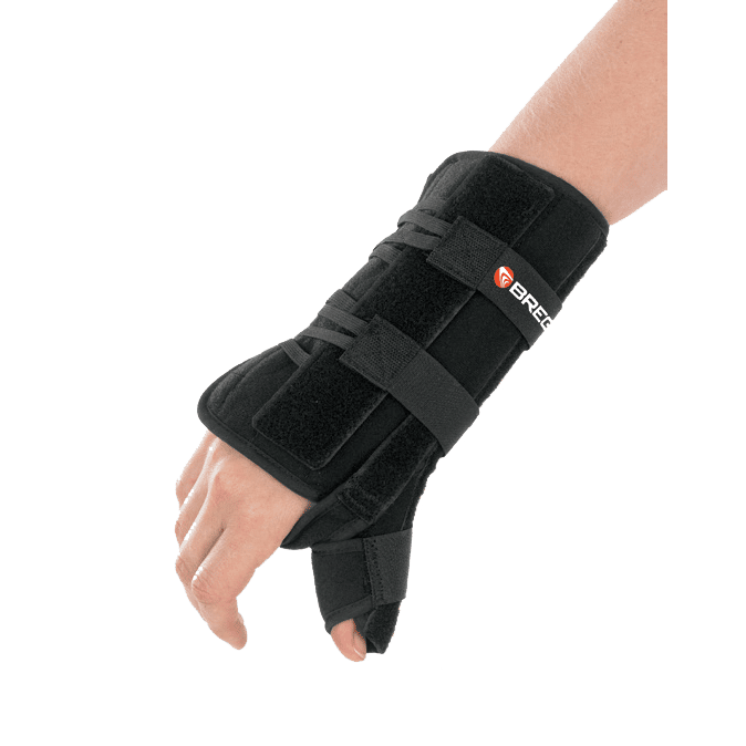 Breg 10058 Wrist Brace with Thumb Spica Apollo Universal Aluminum Foam Left Hand Black One Size