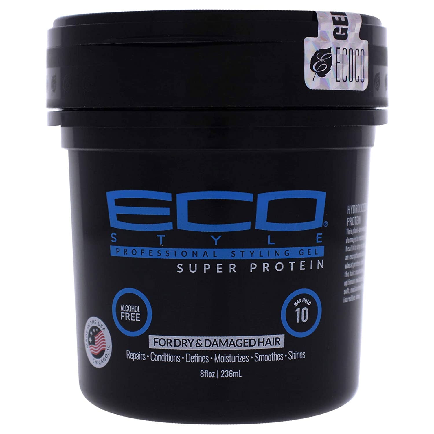 Eco Styling Gel Black Super Protein Black, 8 Oz., Pack of 6