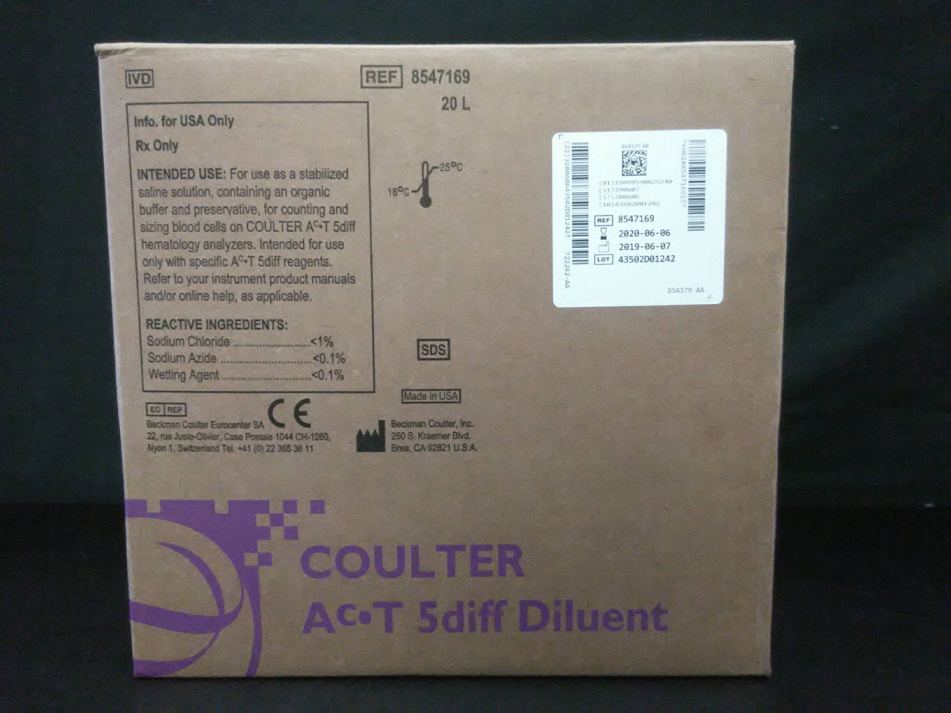 BECKMAN COULTER 8547169 ACT 5DIFF DILUENT 20LTR