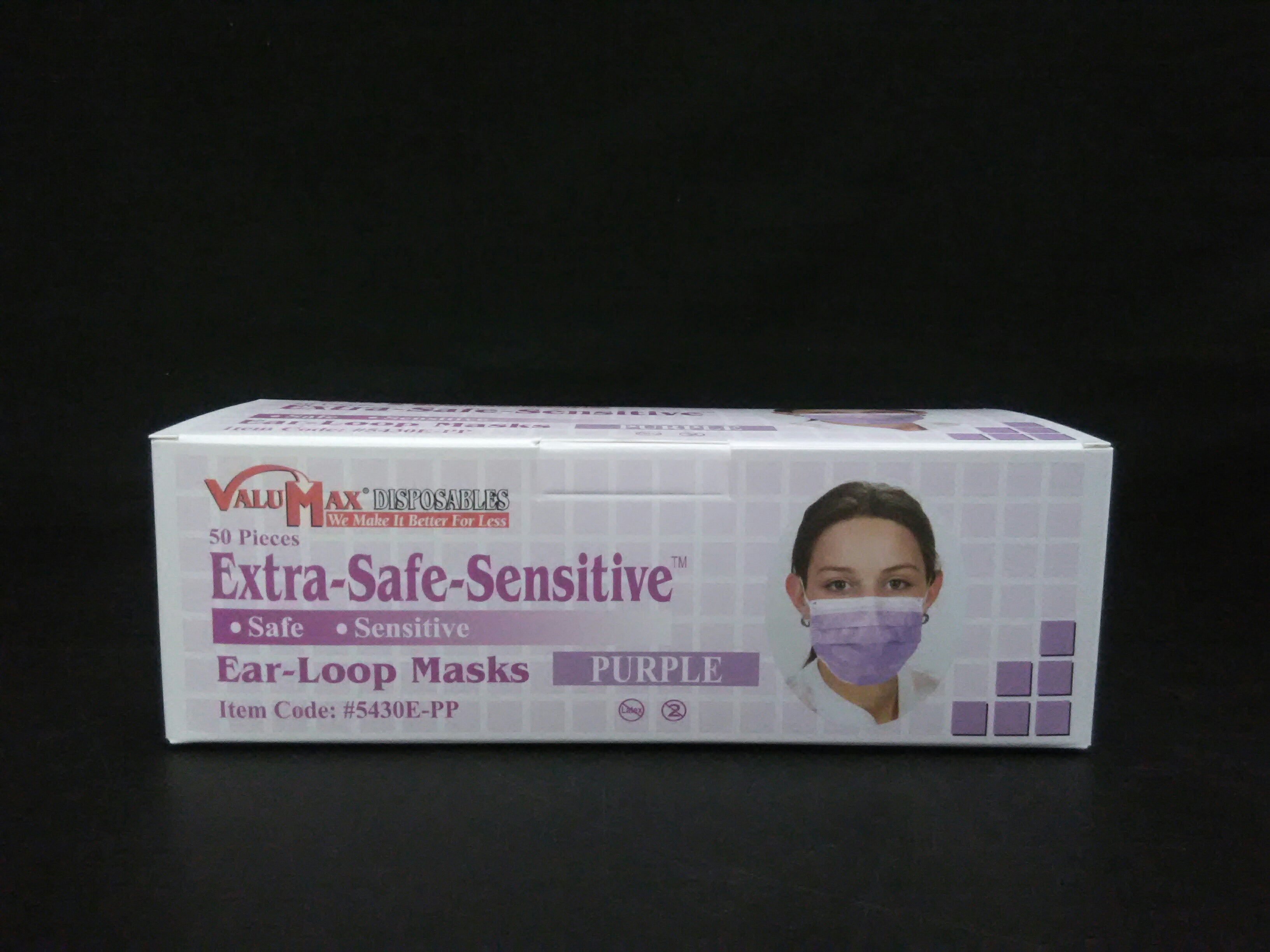 VALUMAX 5430E-PP Extra-Safe Sensitive Earloop Mask Purple