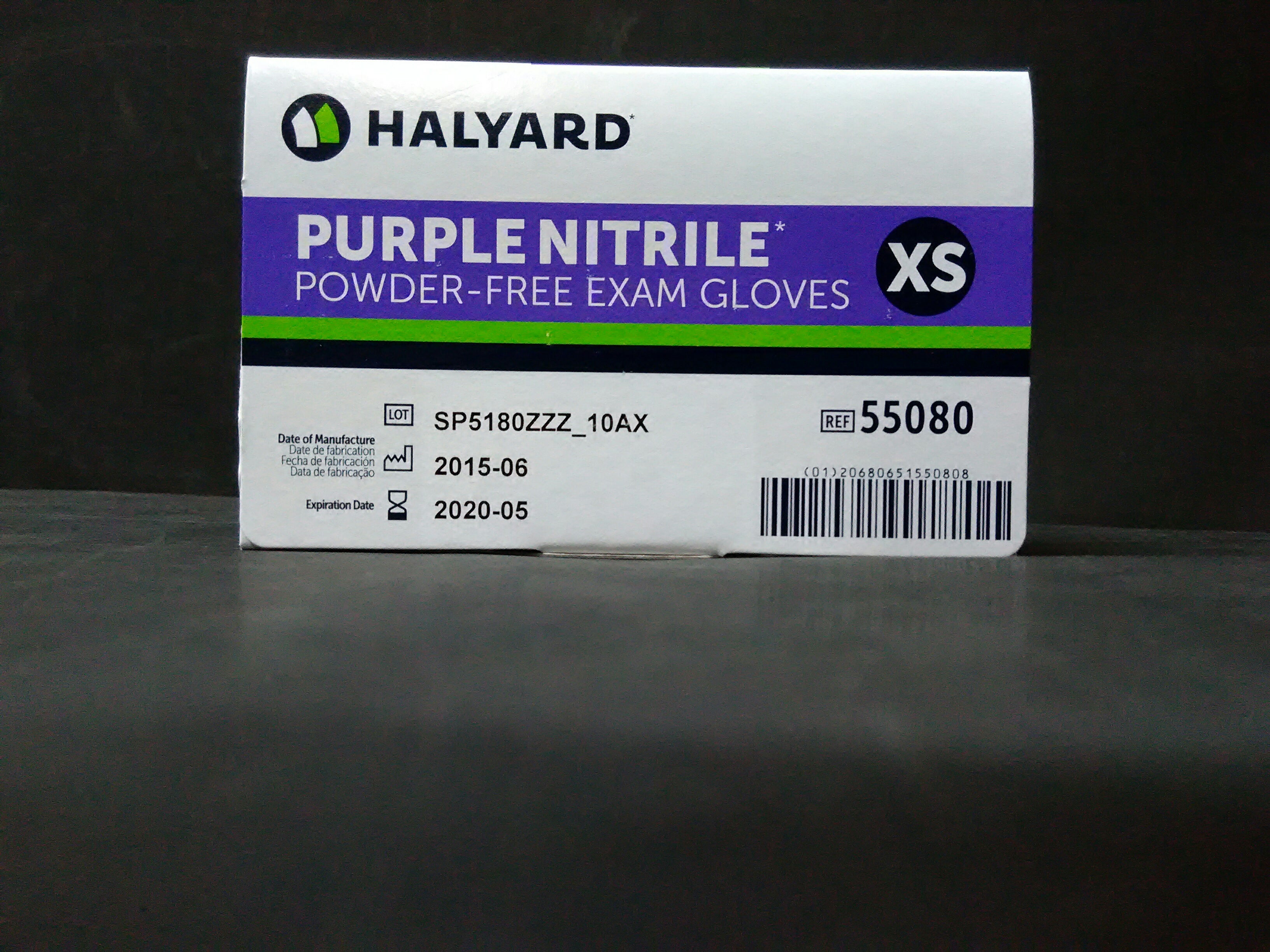 HALYARD 55080 KIMBERLY-CLARK Case of Powder Free Purple Nitrile Examination Gloves - Extra Small 1000/cs