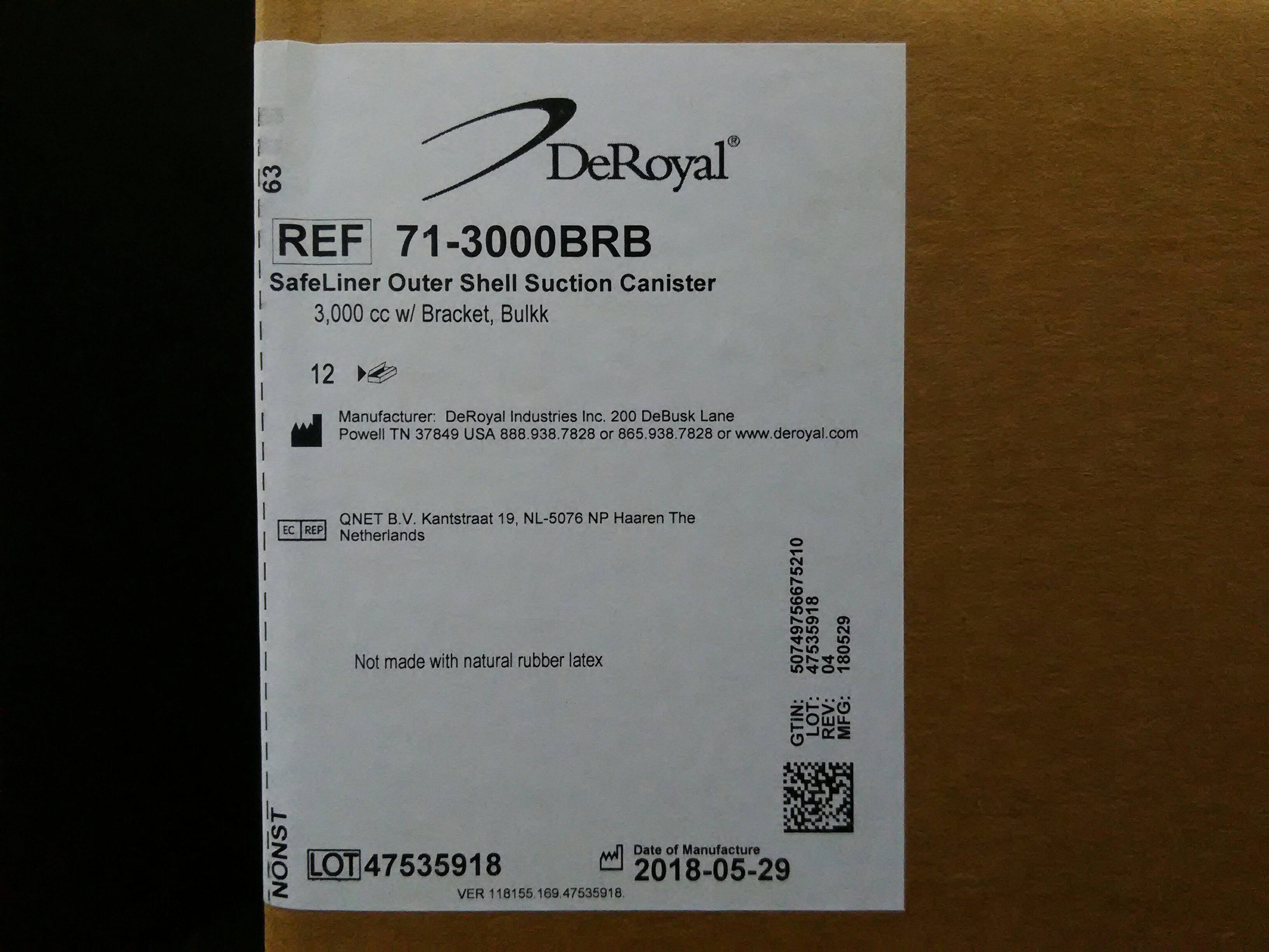 DEROYAL 71-3000BRB CANISTER OUTER SHELL 3000CC