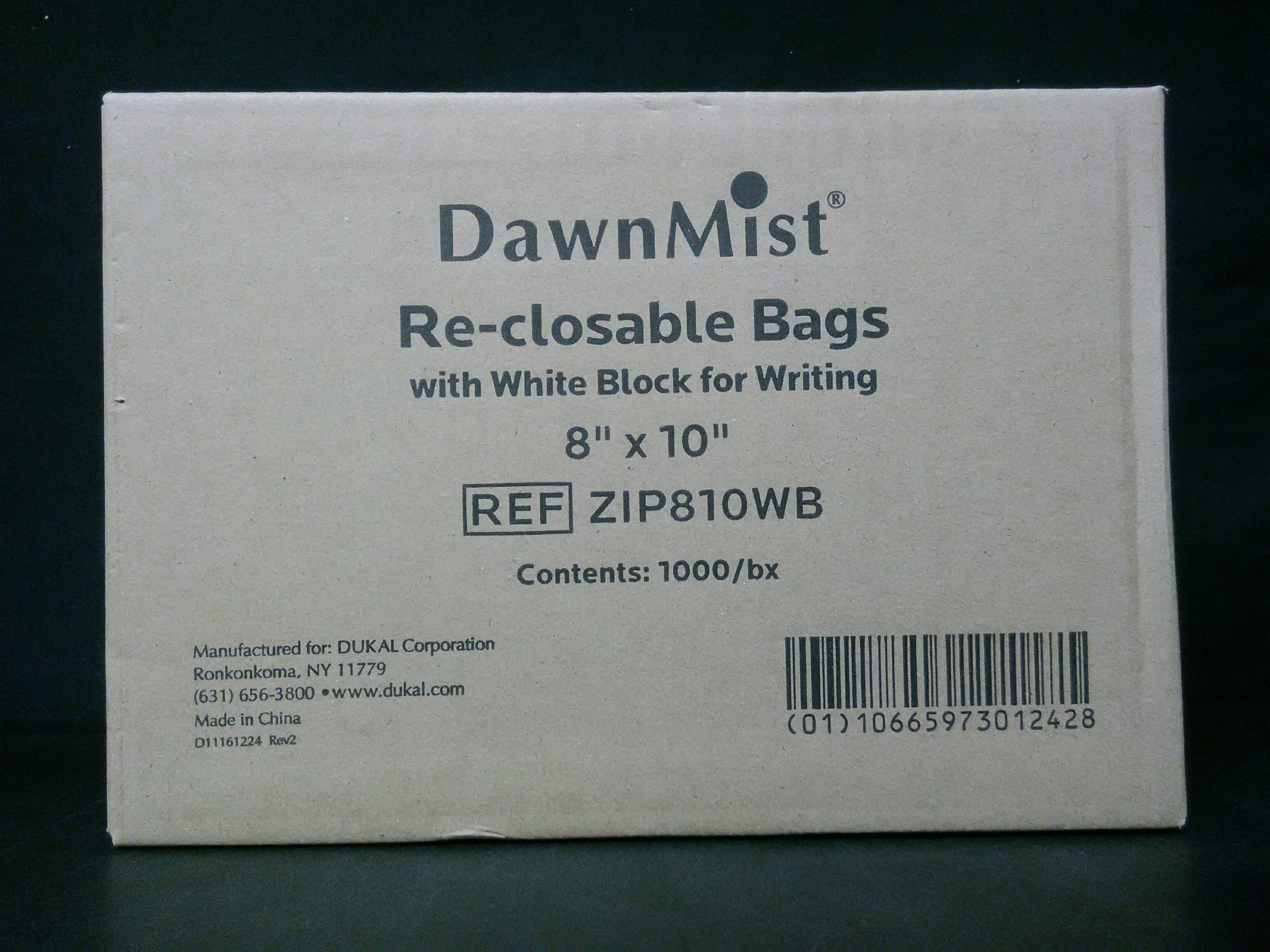 DONOVAN ZIP810WB BAG ZIPLOC WRITE-ON 8X10