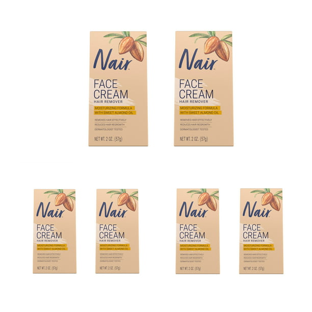 Nair CHD-20084 Hair Remover Moisturizing Face Cream with Sweet Almond Oil 2 oz (Pack of 6)