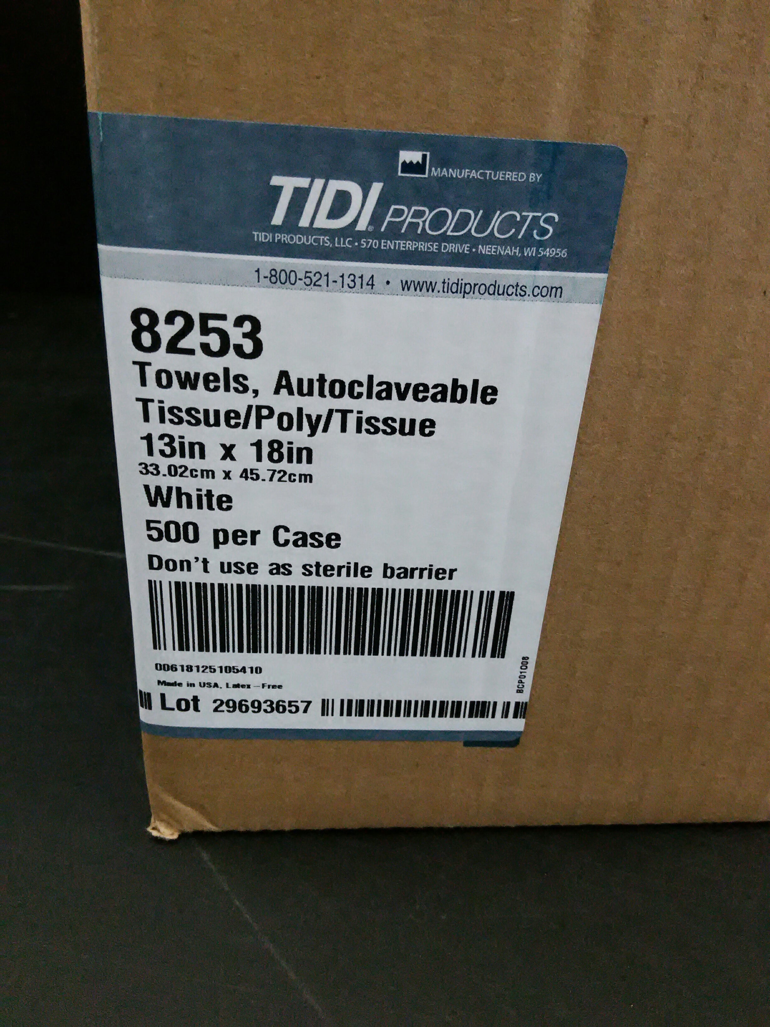 TIDI 8253 TOWEL AUTOCLAVEABLE 13X18 WHT