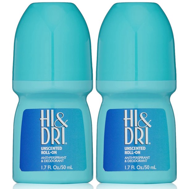 Hi & Dri Anti-Perspirant Deodorant Roll-On Unscented, 1.50 oz (Pack of 2)