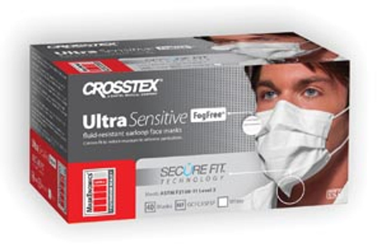 Crosstex CR-GCFCXSF Ultra Sensitive Fogfree Earloop Mask White (Pack of 40)