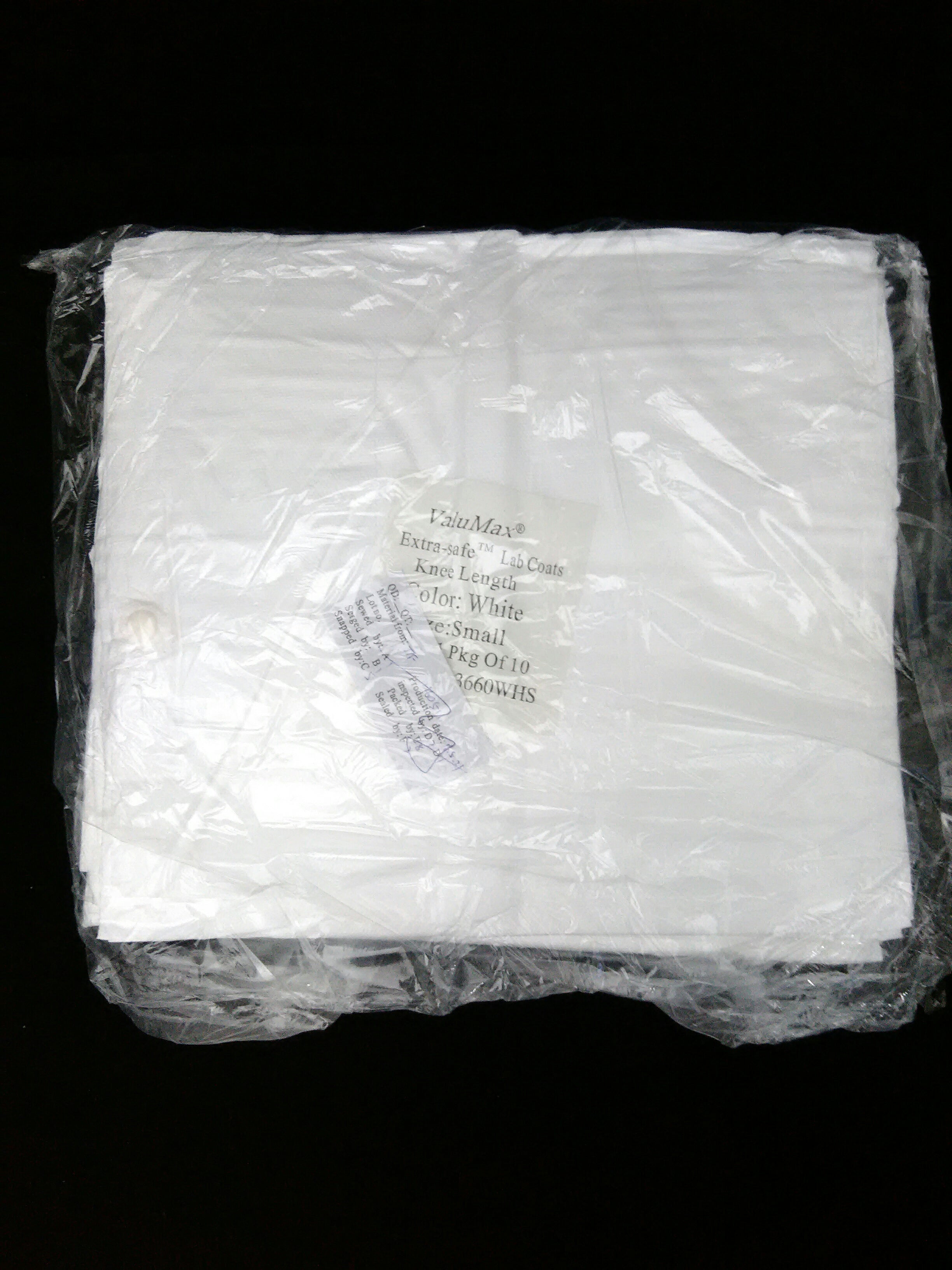 VALUMAX 3660WHSK Coat Lab 3 Layer Fabric Small White Fluid Resistan