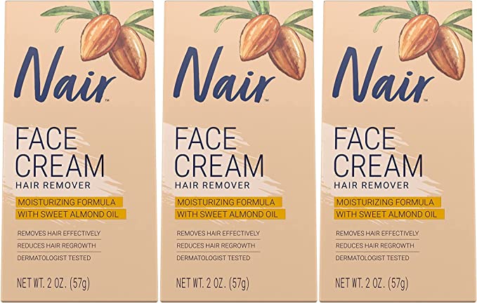 Nair CHD-20084 Hair Remover Moisturizing Face Cream with Sweet Almond Oil 2 oz(Pack of 3)