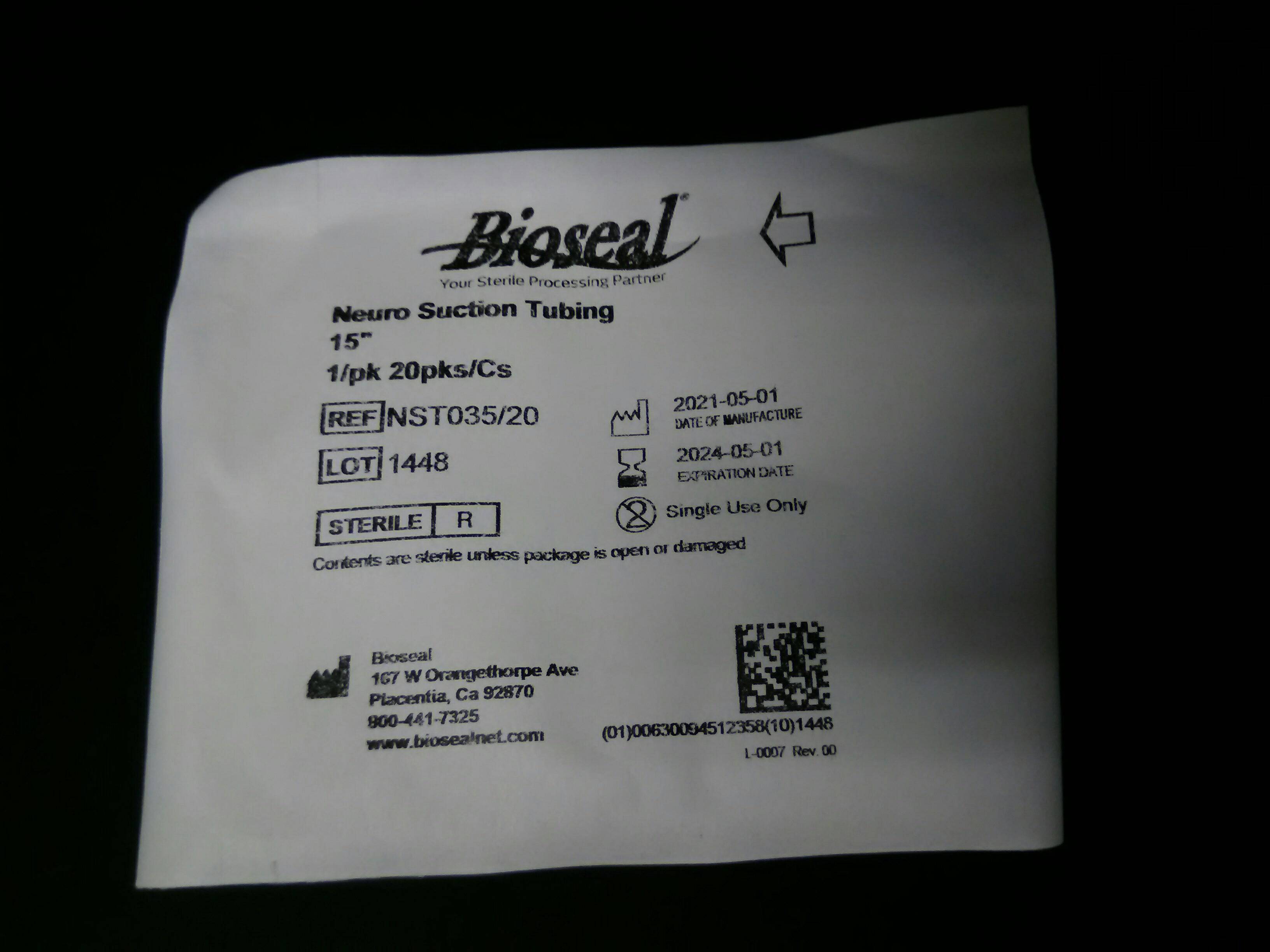 BIOSEAL NST035-20 Neuro Suction Tubing, 15