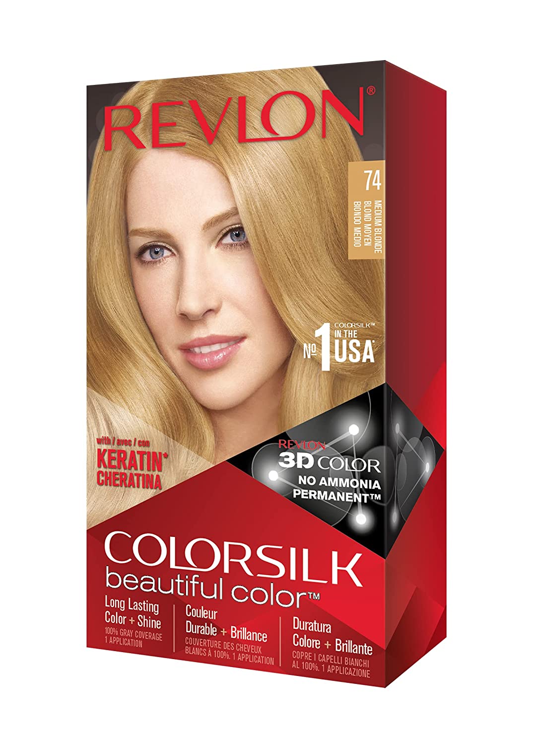Permanent Hair Color by Revlon #74 Medium Blonde (Pack of 5)