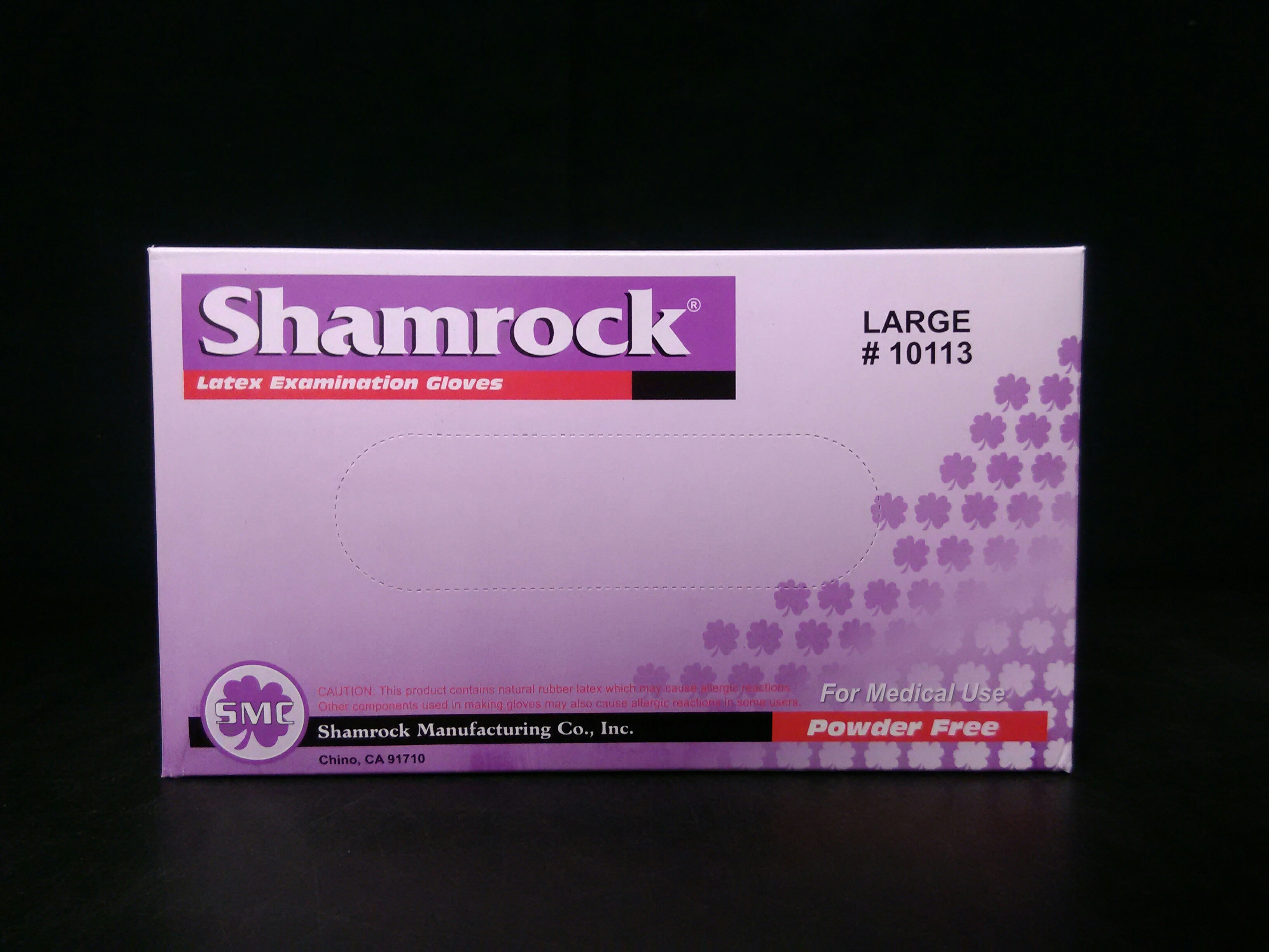 SHAMROCK MARKETING 10113 Shamrock Case of 100 Powder Free Latex Examination Gloves - Large