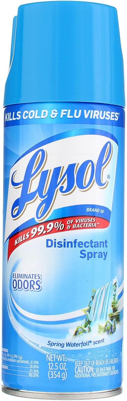 Lysol Sanitizing and Antibacterial Spray for Disinfecting & Deodorizing, Spring Waterfall, 12.5 Fl Oz (Pack of 3)