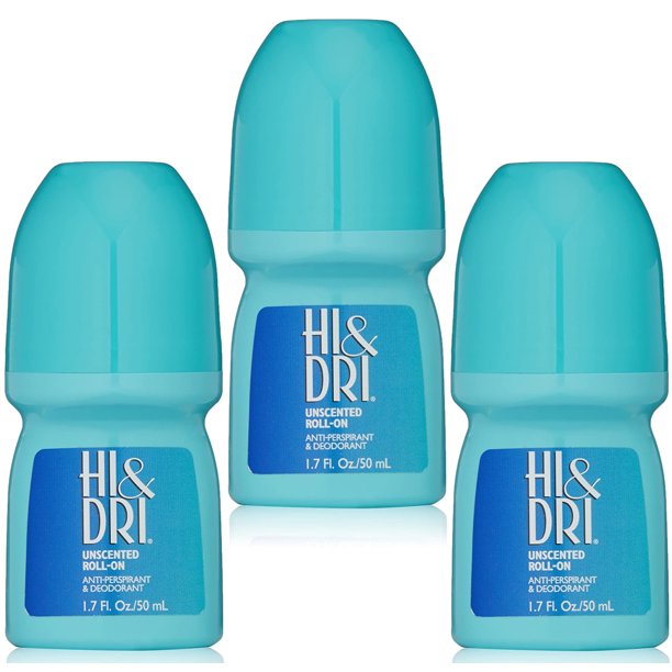 Hi & Dri Anti-Perspirant Deodorant Roll-On Unscented, 1.50 oz (Pack of 3)