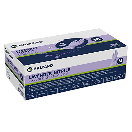 Halyard 52818 Lavender Nitrile Exam Gloves Powder-Free Non-Sterile 3.1 mil 9.5