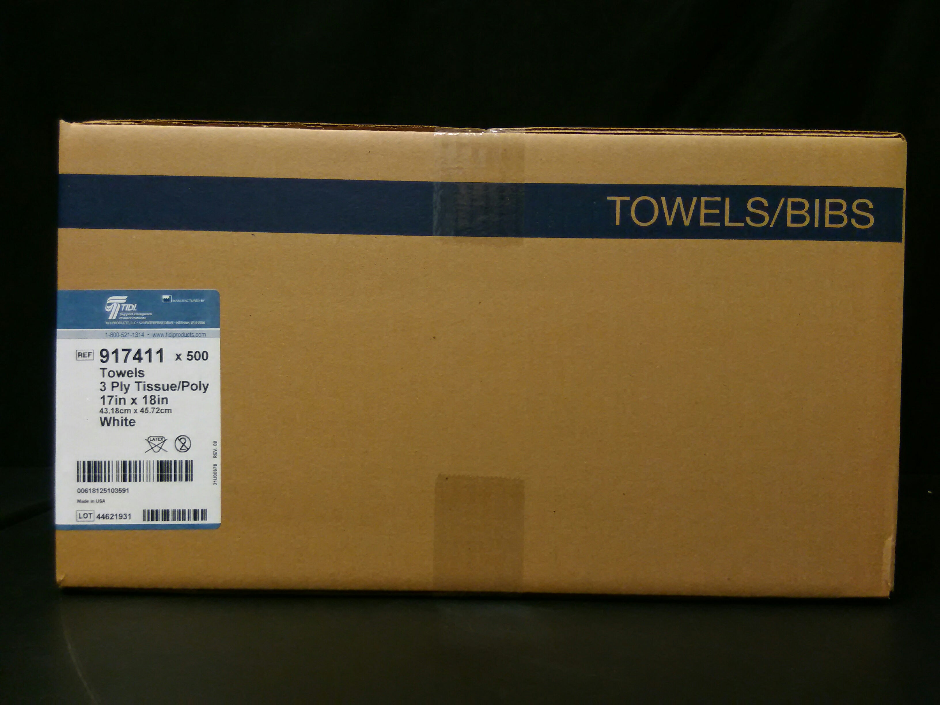 TIDI 917411 TOWEL 3PLY+POLY 17''X18'' WHIT