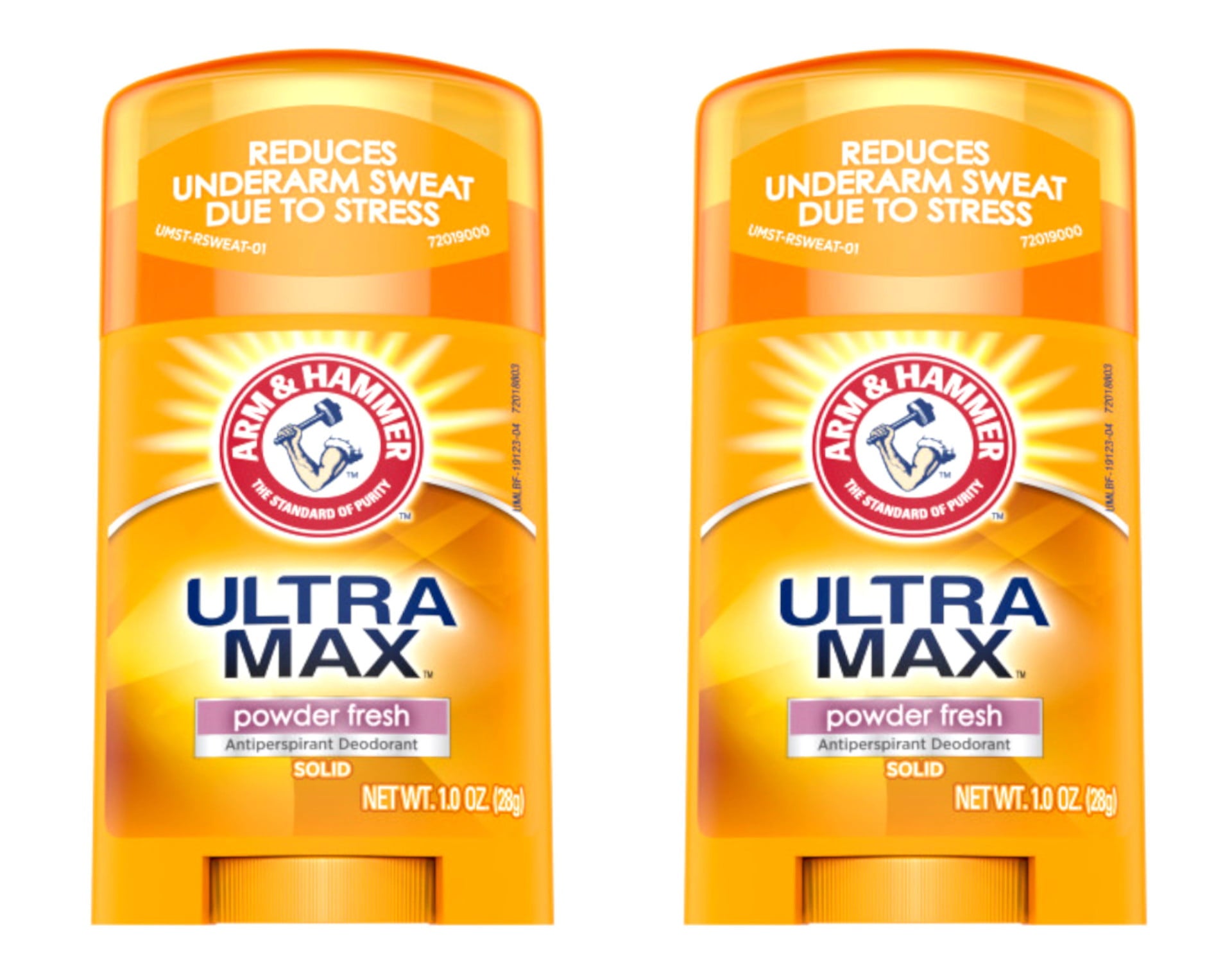 ARM & HAMMER Ultra Max Antiperspirant Deodorant, Powder Fresh 1 oz (Pack of 2)