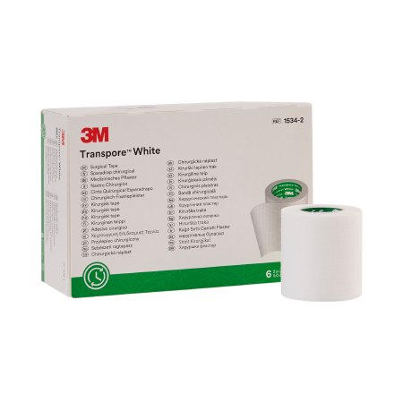 3M 1534-2 Medical Tape Transpore White 2 Inch x 10 Yard NonSterile (Box of 6)